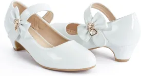ADAMUMU Girls Low Heel Shoes PU Dress Shoes for Wedding(Little Big Kids)