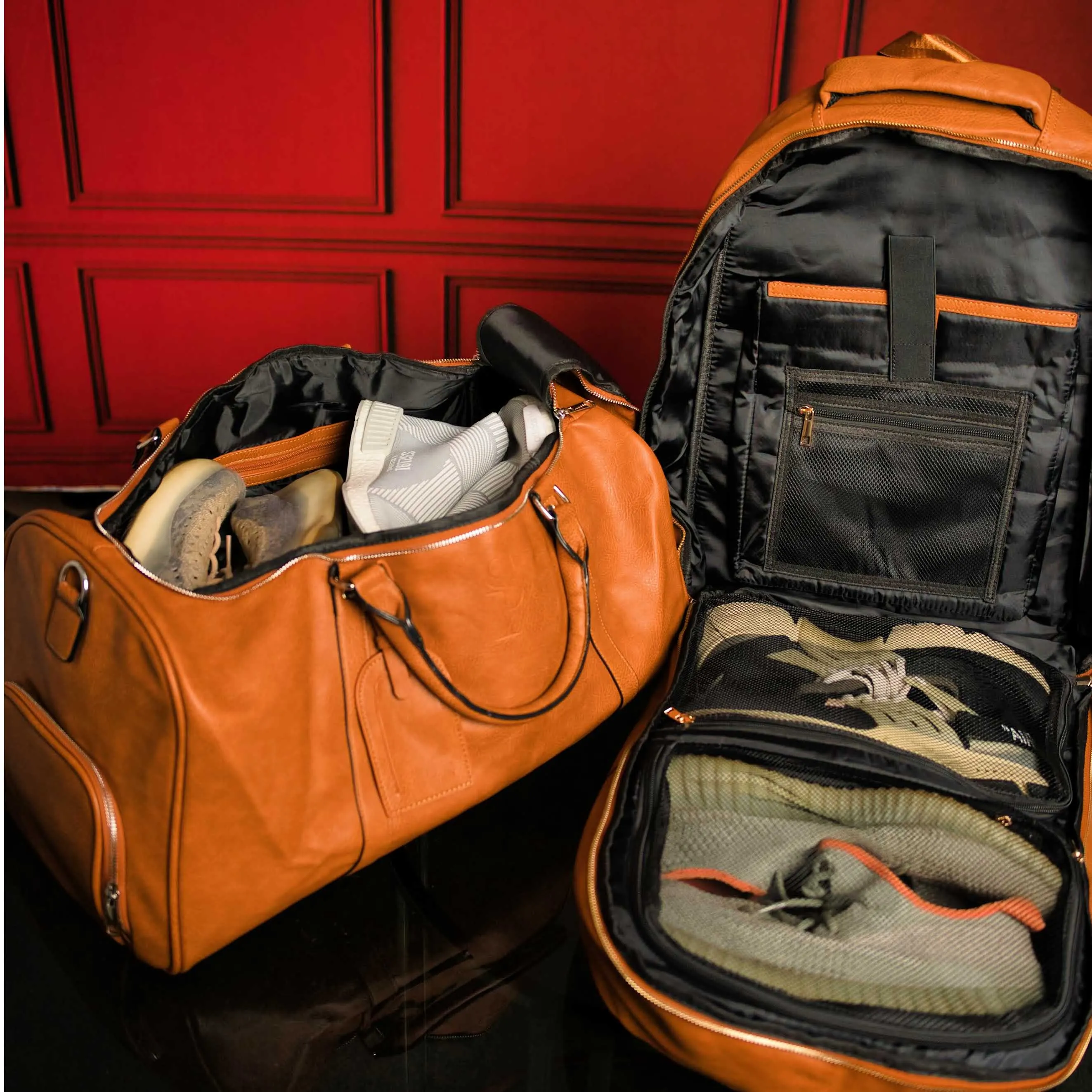 Brown Leather Patented Shoe Bag (XL Design) *Holds Size 17