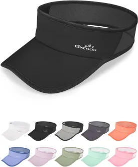 GXCROR Sports Sun Visor Hat Men Women, Lightweight Breathable Quick-Dry Visor Hat, UPF 50  Tennis Golf Running Visor