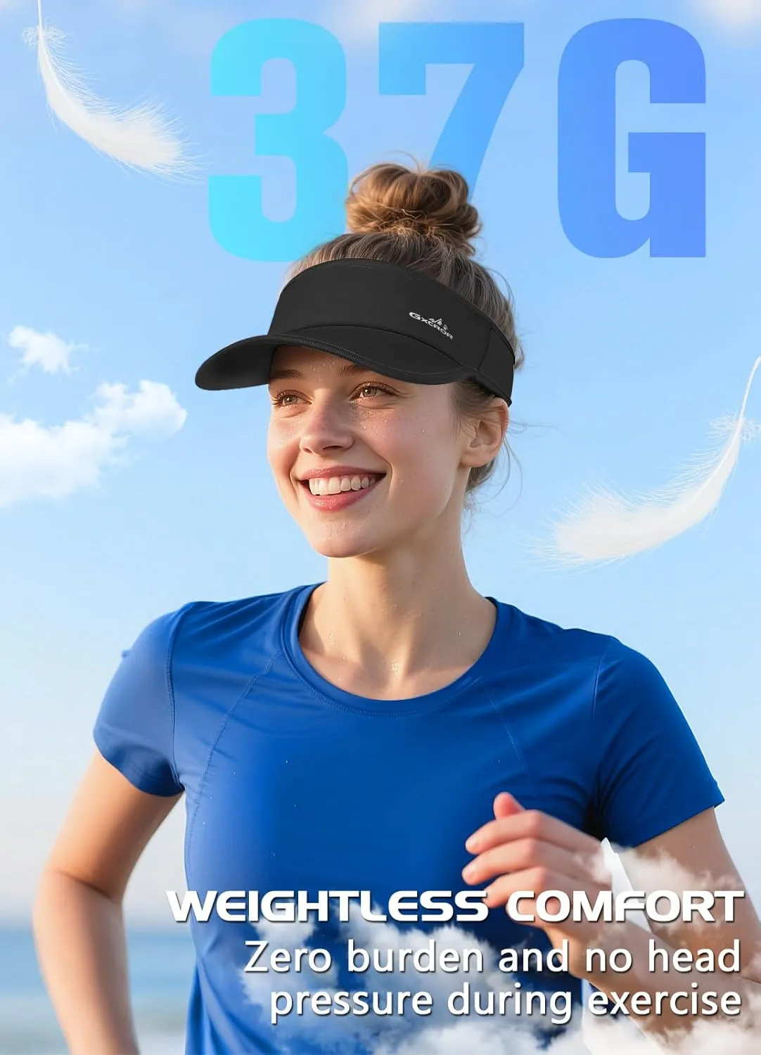 GXCROR Sports Sun Visor Hat Men Women, Lightweight Breathable Quick-Dry Visor Hat, UPF 50  Tennis Golf Running Visor