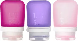 humangear GoToob  Refillable Silicone Travel Size Bottles with Locking Cap, 3pk Set, Rose/Lilac/Magenta, Small (1.7 fl.oz; 53ml)