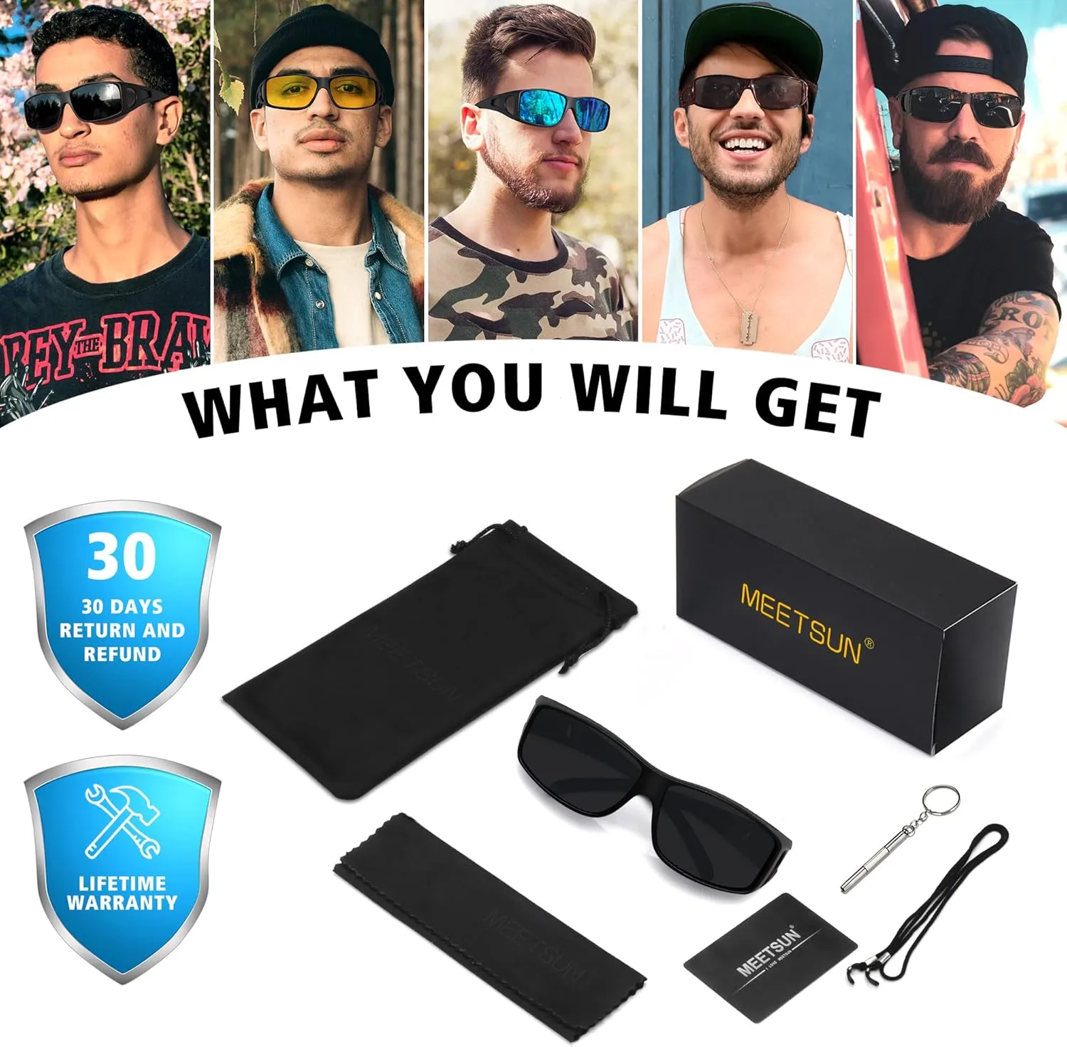 MEETSUN Fit Over Glasses Sunglasses for Men Women,Wrap Around Sunglasses Polarized UV400 Protection