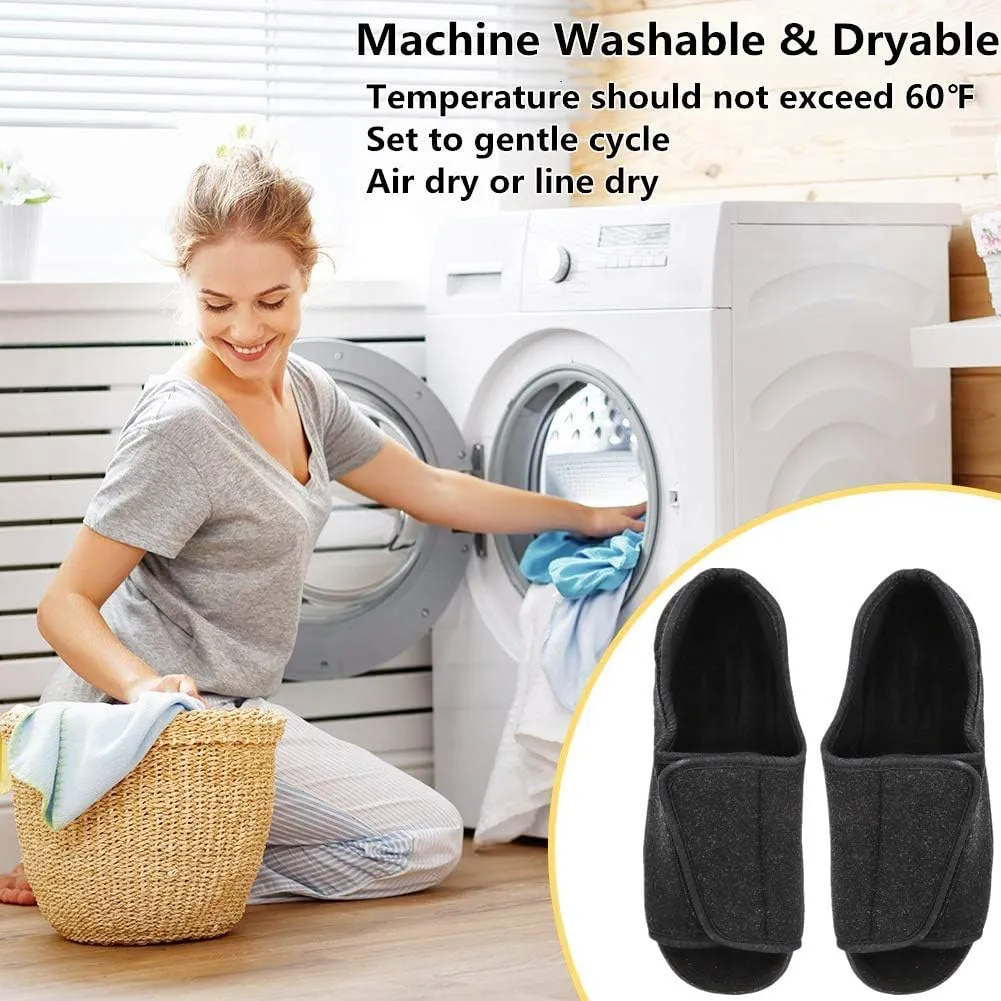 Men's Open Toe Diabetic Recovery Slippers, Adjustable Orthopedic Wide Width Walking Shoes for Arthritis Edema Swollen Feet Elderly Men