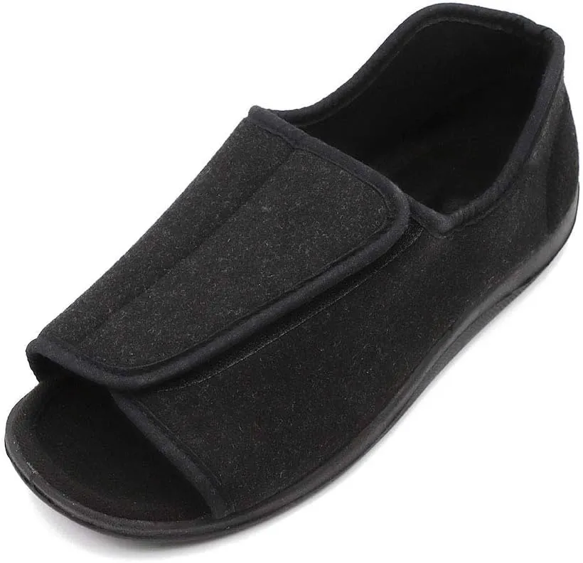 Men's Open Toe Diabetic Recovery Slippers, Adjustable Orthopedic Wide Width Walking Shoes for Arthritis Edema Swollen Feet Elderly Men