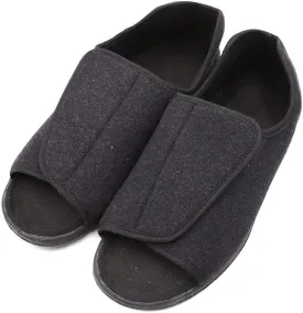 Men's Open Toe Diabetic Recovery Slippers, Adjustable Orthopedic Wide Width Walking Shoes for Arthritis Edema Swollen Feet Elderly Men