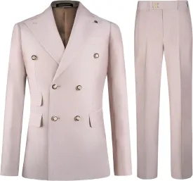 Men's Slim Fit 2 Piece Suit Double Breasted Business Wedding Prom Tuxedo Suits Blazer & Pants Set??