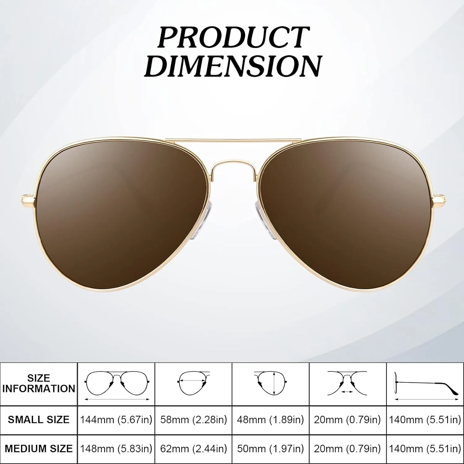 Pilot Sunglasses Men Womens Lightweight Metal Frame Polarized Shades UV400 Protection