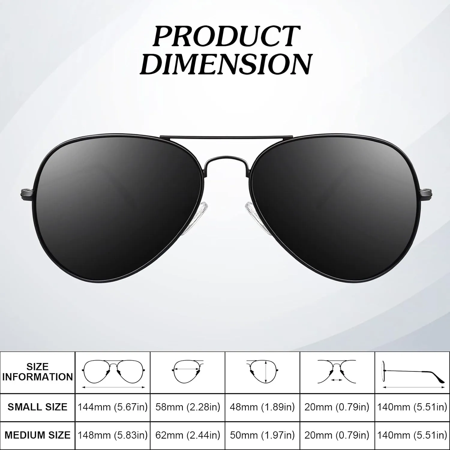 Pilot Sunglasses Men Womens Lightweight Metal Frame Polarized Shades UV400 Protection