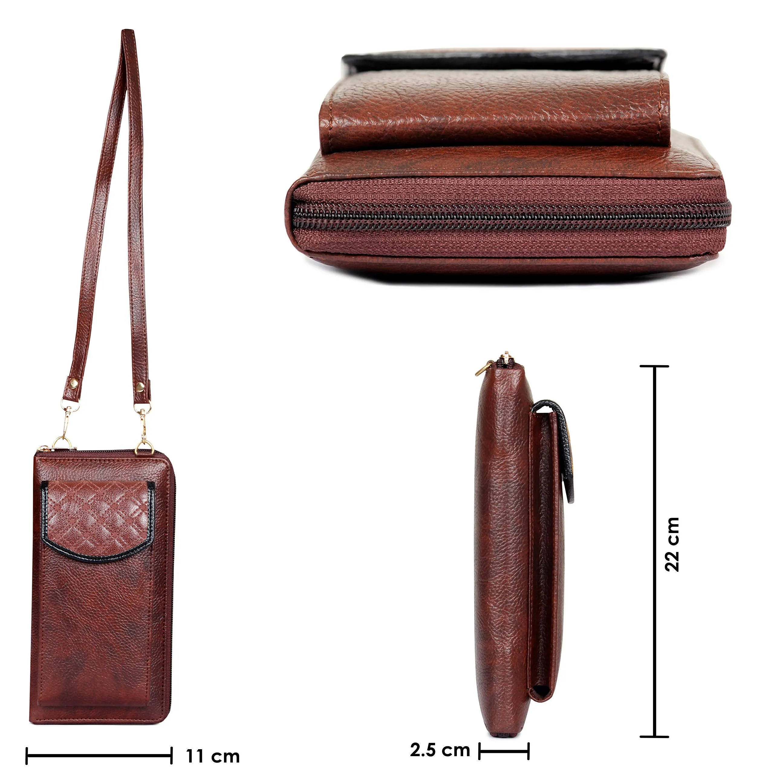 The Clownfish Classy Ladies Synthetic Wallet (Brown Black)