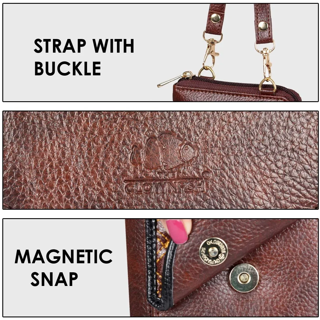 The Clownfish Classy Ladies Synthetic Wallet (Brown Black)