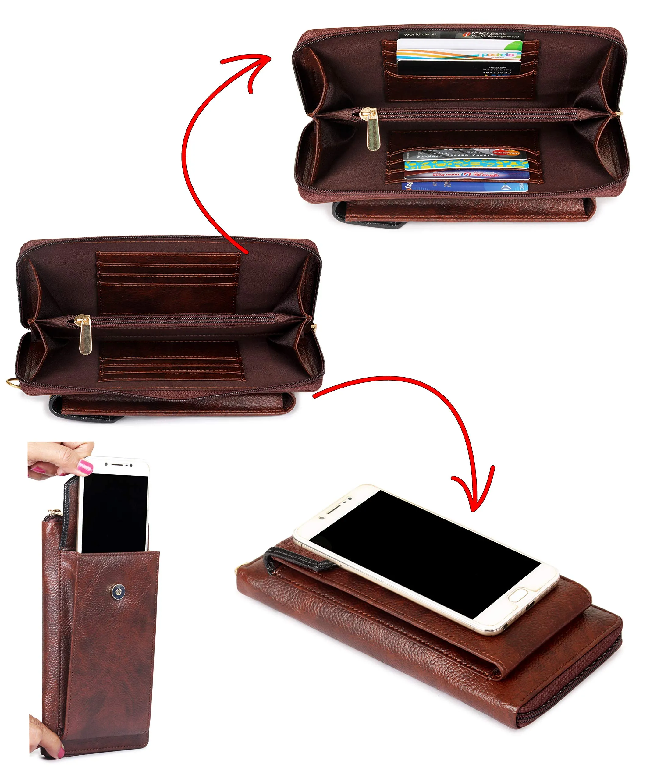 The Clownfish Classy Ladies Synthetic Wallet (Brown Black)