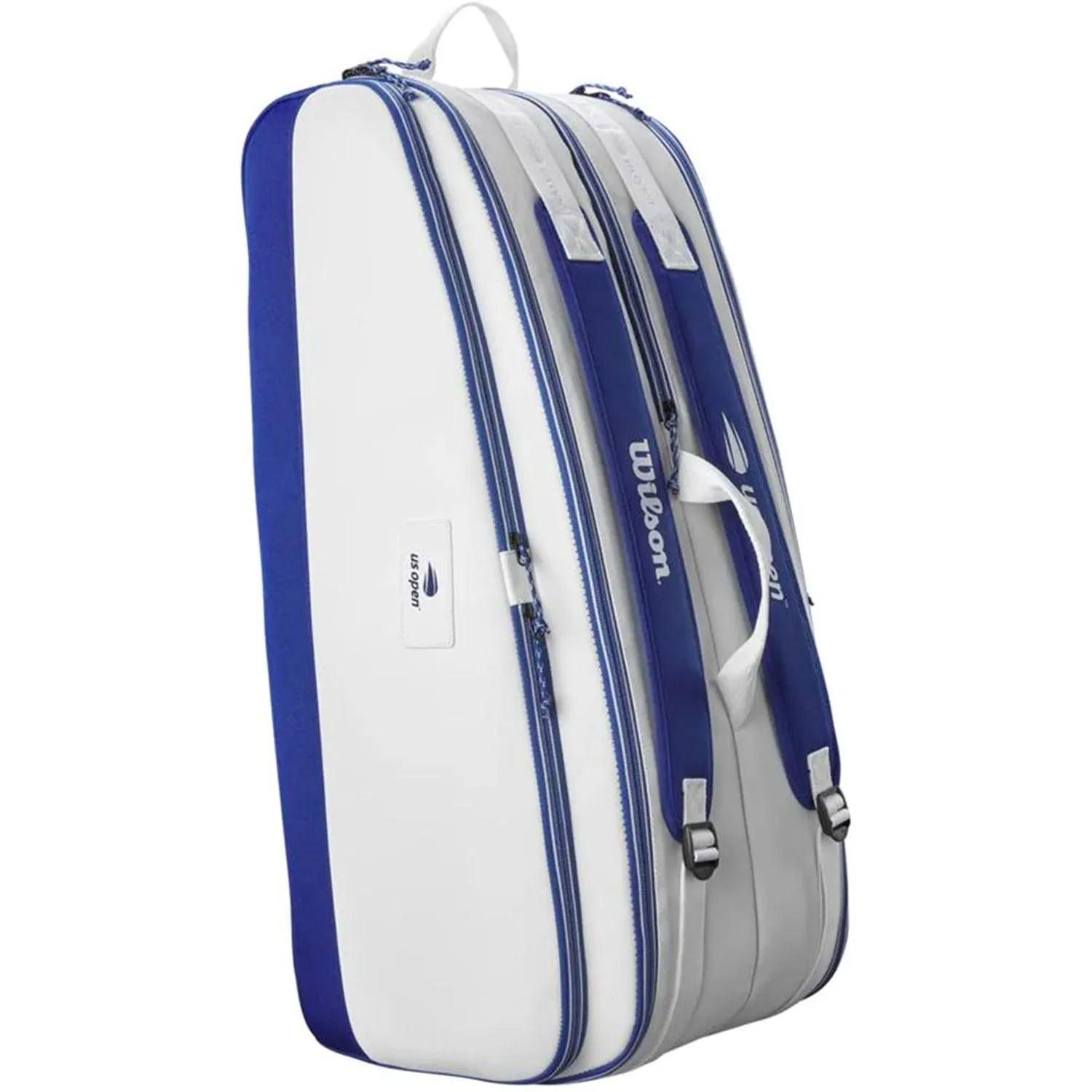 Wilson US OPEN 2023 Tour 12 Pack Racquet Bag, White/Blue